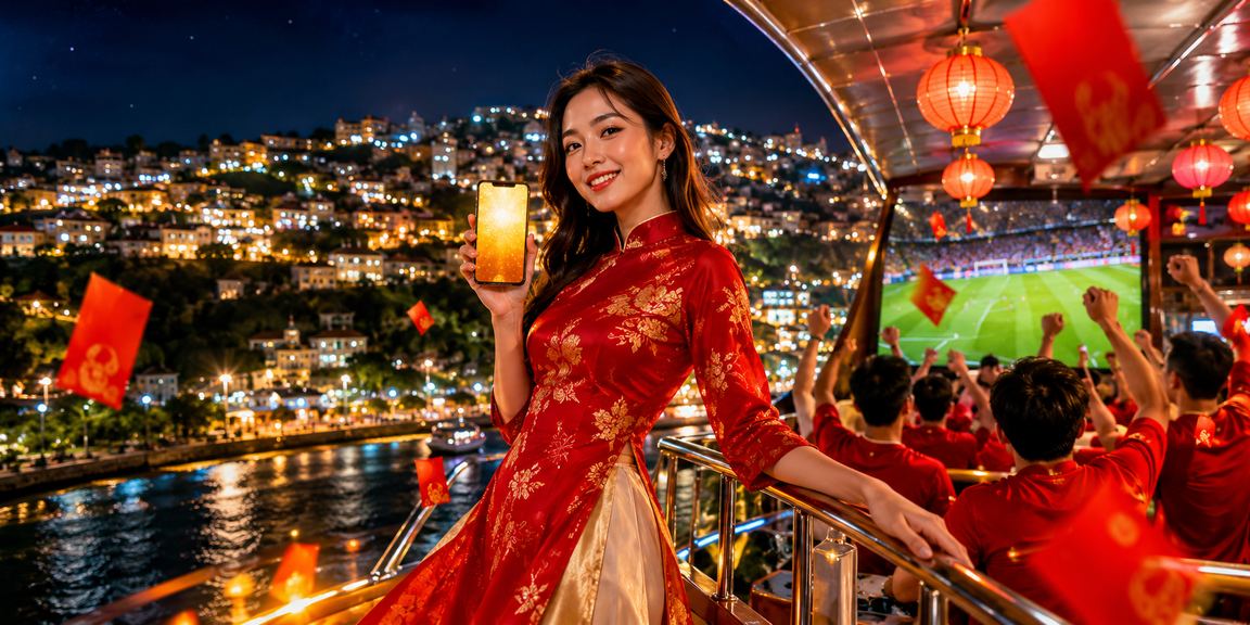 Người dùng đăng ký tài khoản và nhận thưởng tại Đà Lạt trong không khí lễ hội đèn lồng