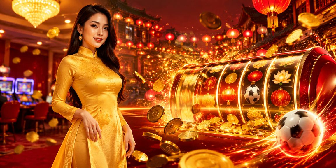 Người chơi trải nghiệm slot game mới tại Hội An với trang phục áo dài truyền thống